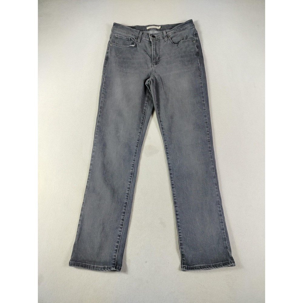 Levis Classic Straight Jeans Womens W27 L30 Gray Mid Rise Stretch Denim Charcoal